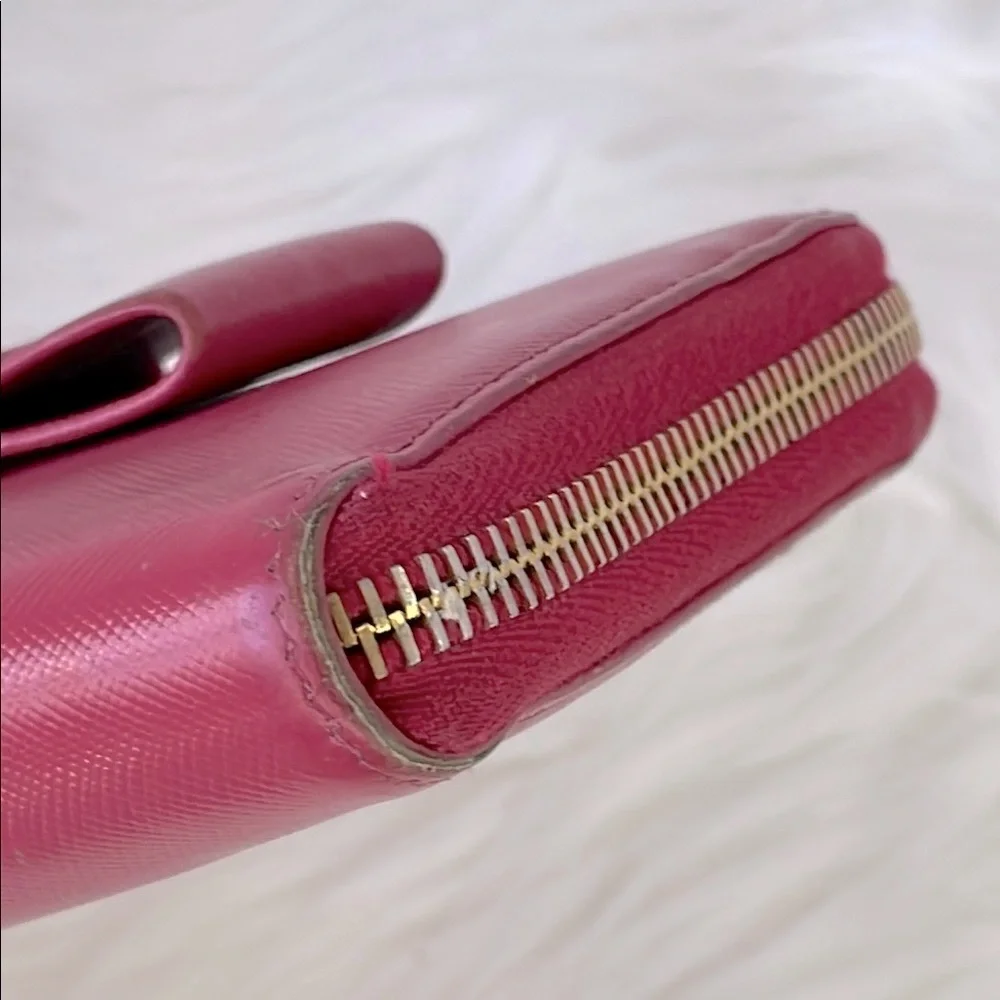 Prada Pink Leather‎ Zippy Long Wallet with Bow